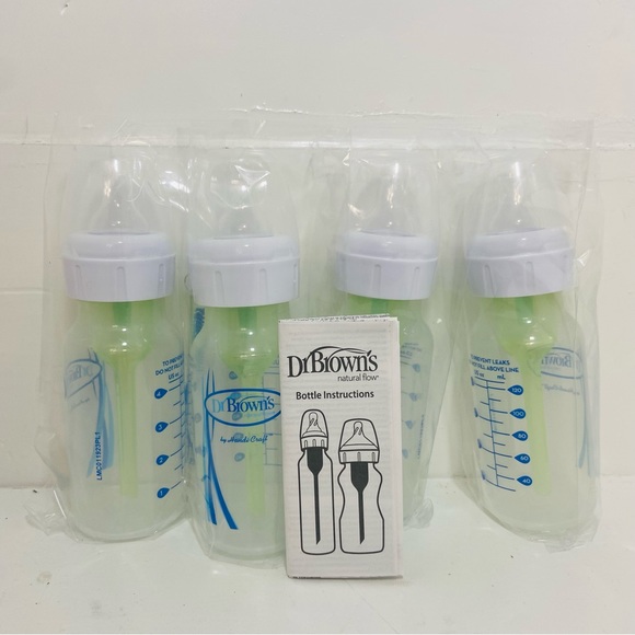 Dr. Brown's Anti-Colic Baby Bottles 4-Pack + Sterilizer - Options+ Narrow Bottles With Slow Flow Nipples
